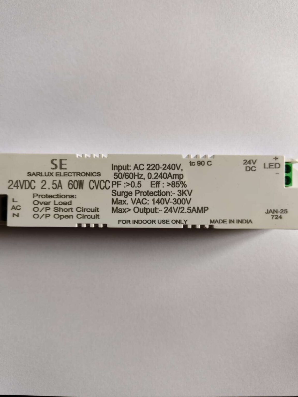 Sarlux Electronics 24VDC 2.5A 60W LED Driver - Image 2