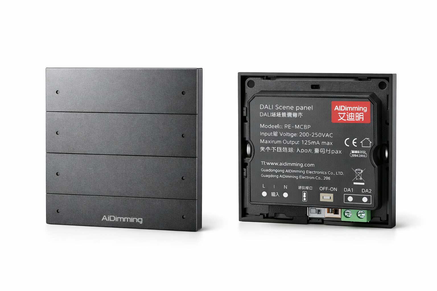 AiDimming DALI Scene Control Panel | 4-Key Metal Touch Panel | DALI Lighting Controller | 200–250V AC