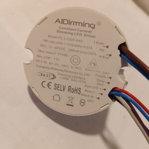 AiDimming 12W DALI DT8 Dimmable LED Driver 300mA Constant Current | 200-250V AC | PE-L12DCA40 | 12-40V DC Output | Panel & Downlight Driver