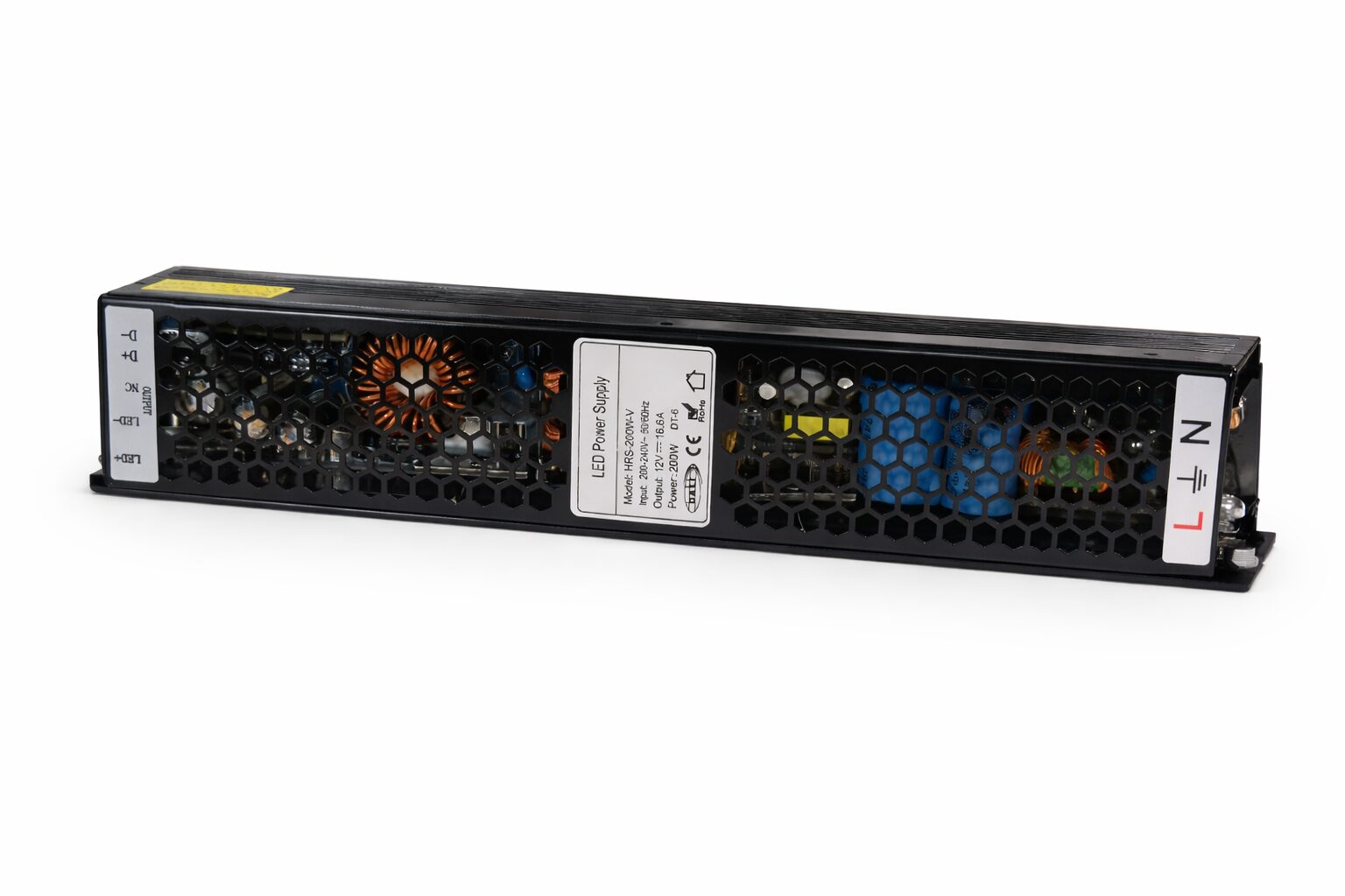 200W 12V LED Power Supply | Slim Metal SMPS Driver | 16.6A Output | Input 200-240V AC | For LED Strip, CCTV, Signage & Lighting Applications