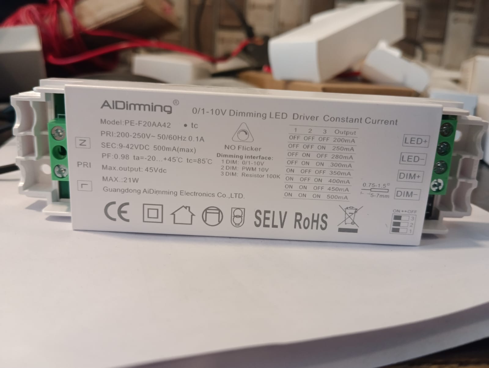0-10V Dimmable LED Driver 21W 200-500mA | Constant Current | Flicker Free