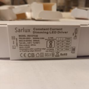 Sarlux 12W TRIAC Dimmable LED Driver 150-300mA Constant Current | 200-250V AC | RG12TC42 | BIS Approved | Leading & Trailing Edge Compatible