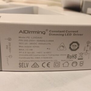 AiDimming 17W TRIAC Dimmable LED Driver 450mA Constant Current | 200-250V AC | PE-L20DA40 | Leading & Trailing Edge Compatible | Flicker Control